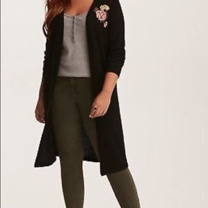 Torrid Floral Embroidered Rose Duster Cardigan